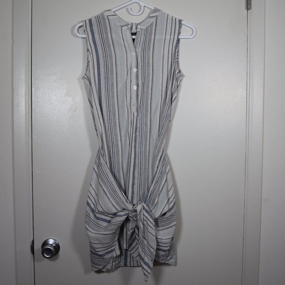 ANTRHO DREW Morgan Tie Front Striped Linen Dress S - Picture 1 of 6